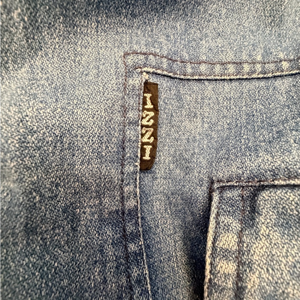 Izzi Women’s L Vintage 1980’s Retro Denim Vest Jacket Hide Hat Hoodie Lined - Picture 5 of 14